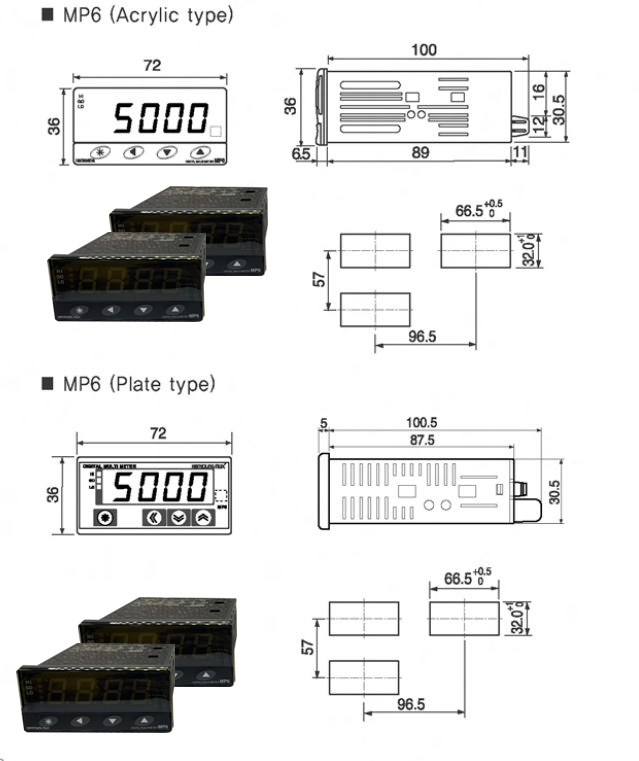 Kích thước sản phẩm MP6 series